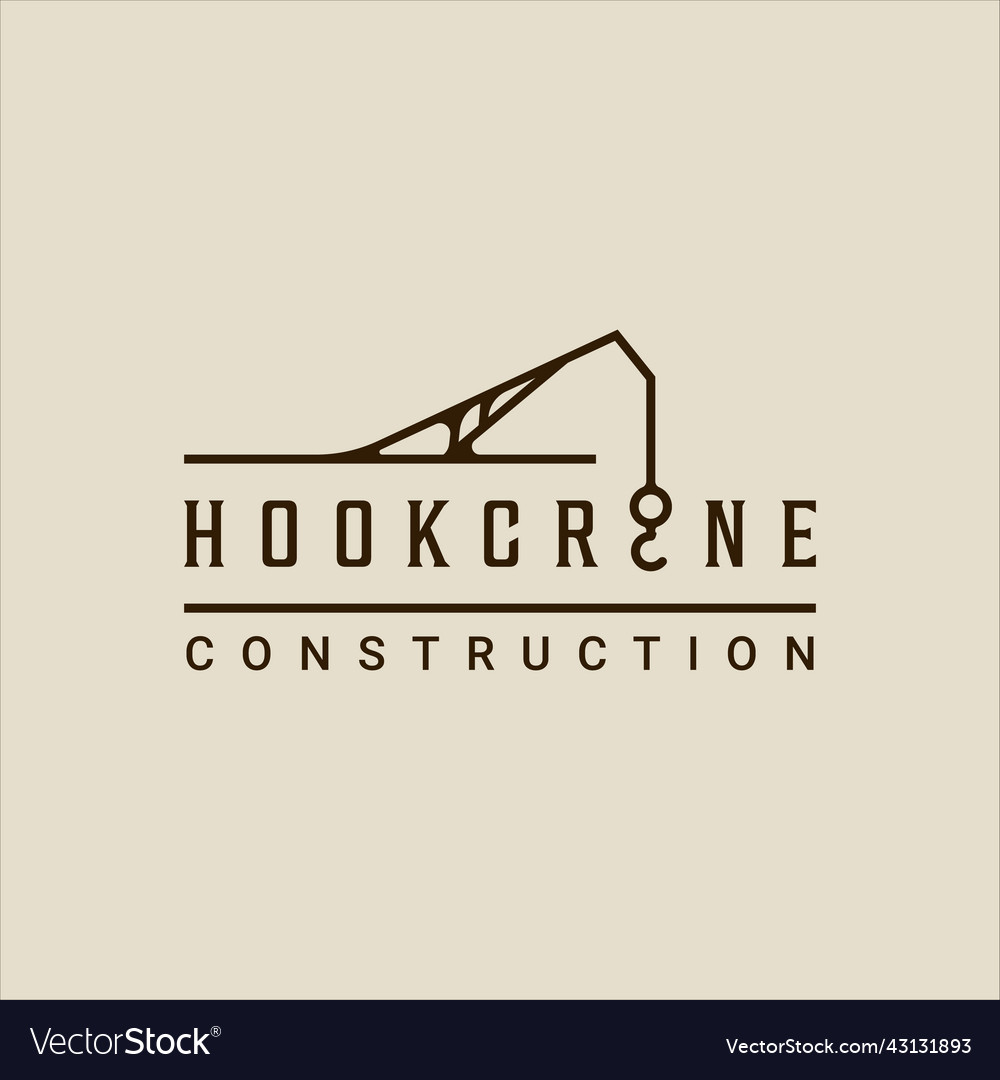 Hook crane typography logo line vintage template Vector Image