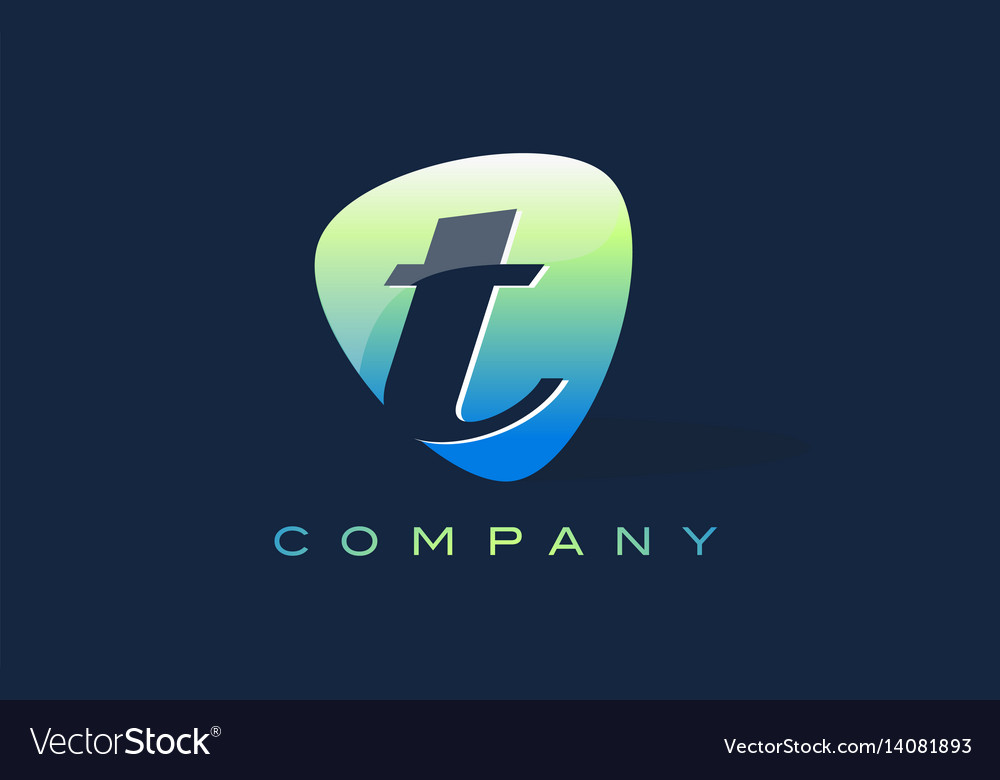 T letter logo oval shape modern design Royalty Free Vector