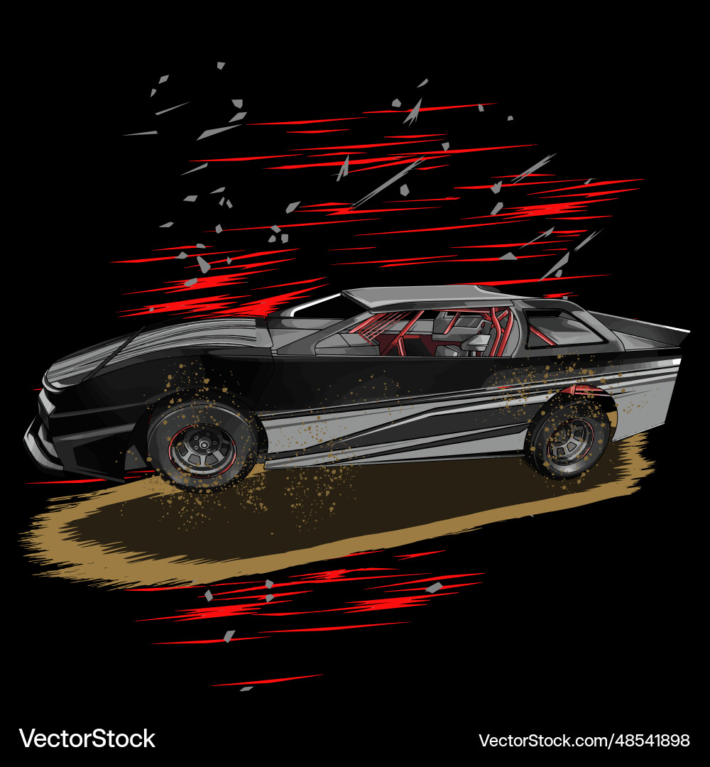 Black drag racing car with grey strip Royalty Free Vector