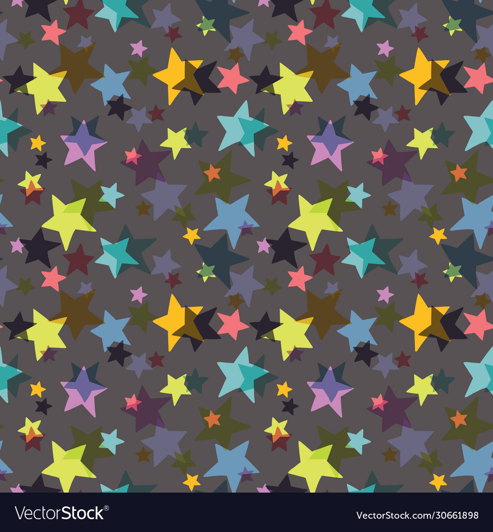 Colourful irregular stars on dark background Vector Image