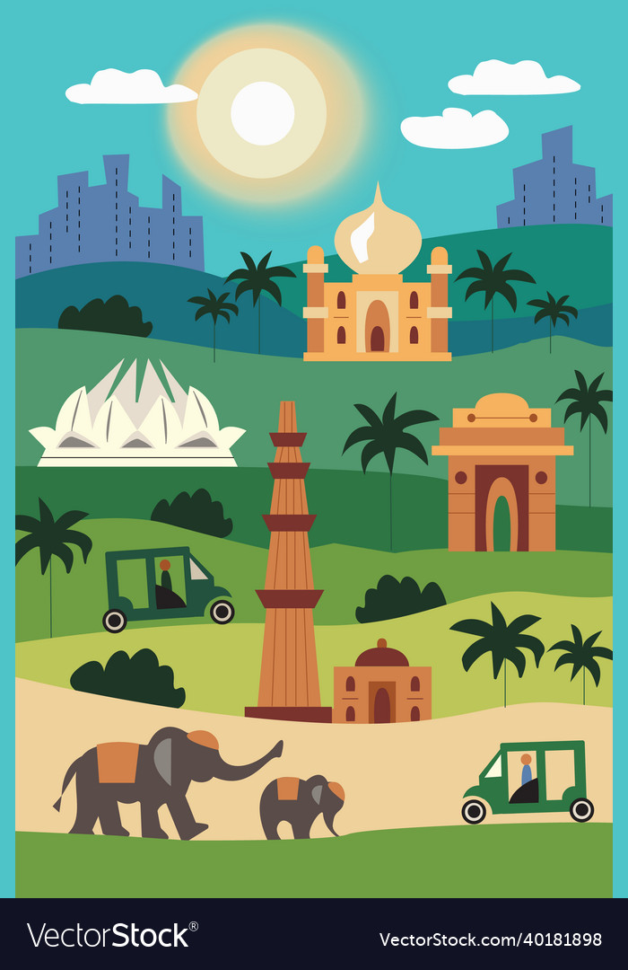 Delhi cartoon flat cartoon Royalty Free Vector Image Delhi cartoon flat cartoon Royalty Free Vector Image