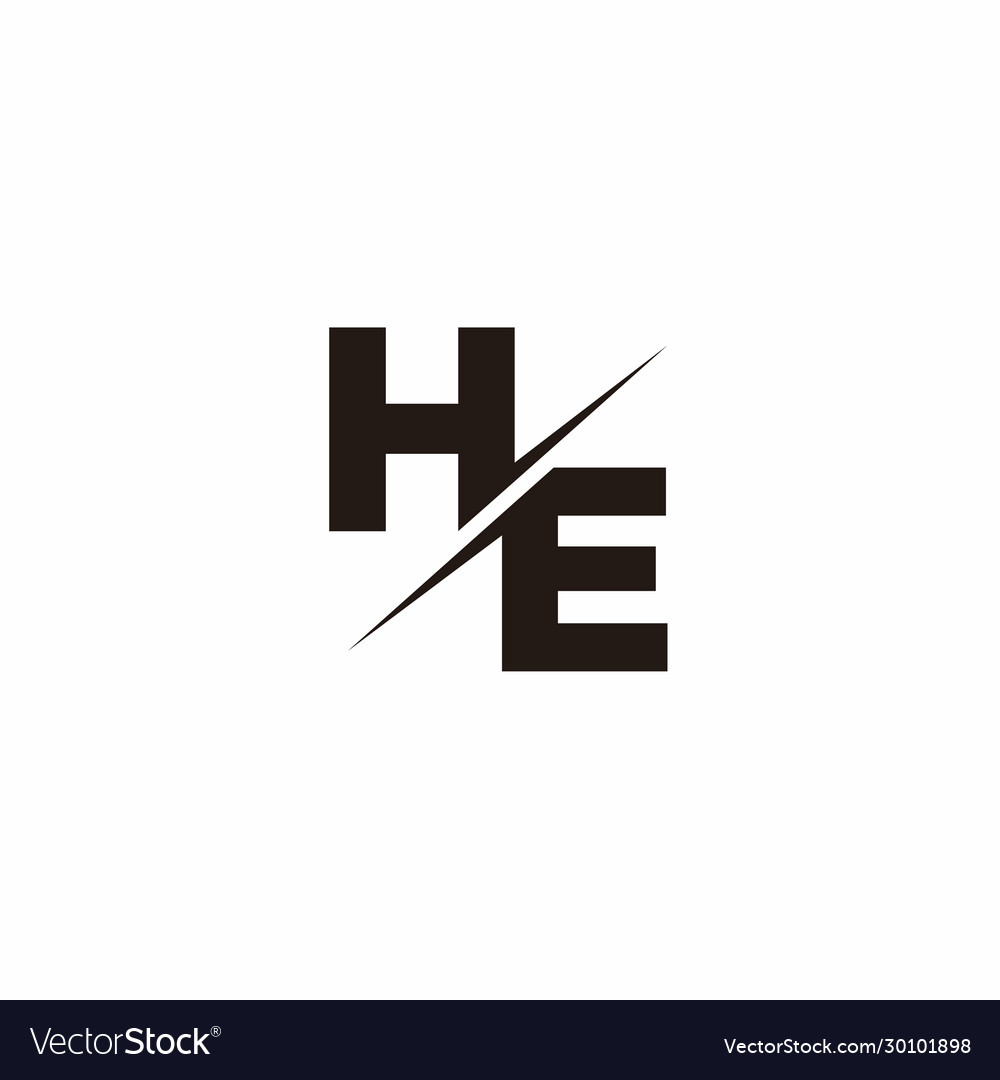 He logo letter monogram slash with modern Vector Image