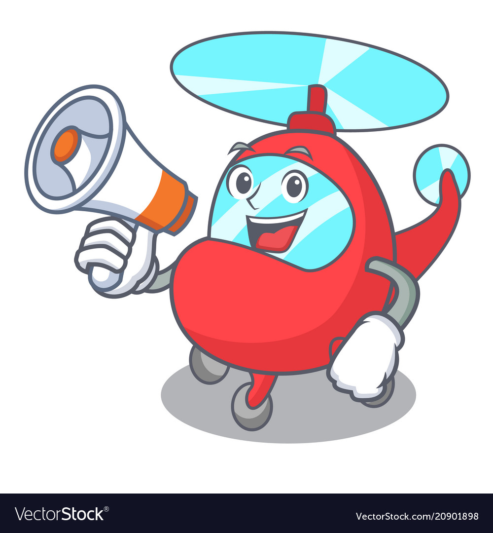 With megaphone helicopter character cartoon style Vector Image