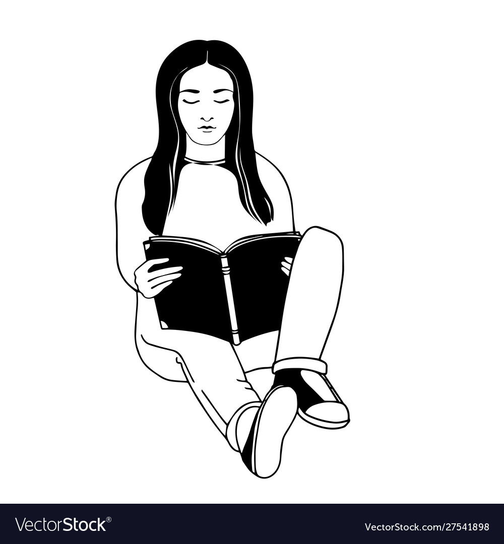 Young woman with book girl sitting and reading Vector Image