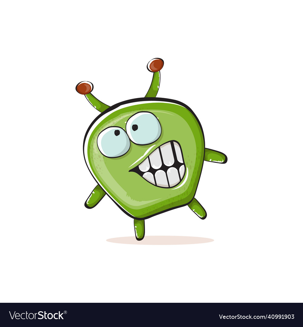 Cartoon funny green alien monster isolated Vector Image