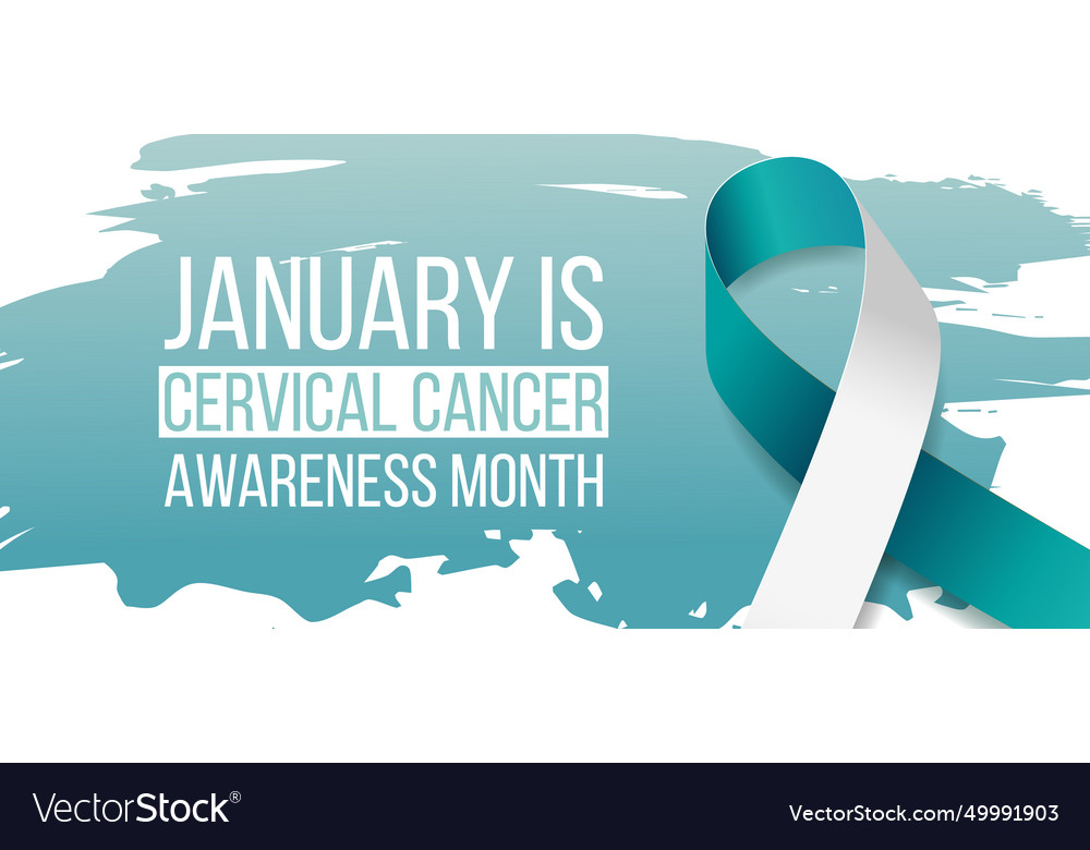 Cervical cancer awareness month banner with teal Vector Image