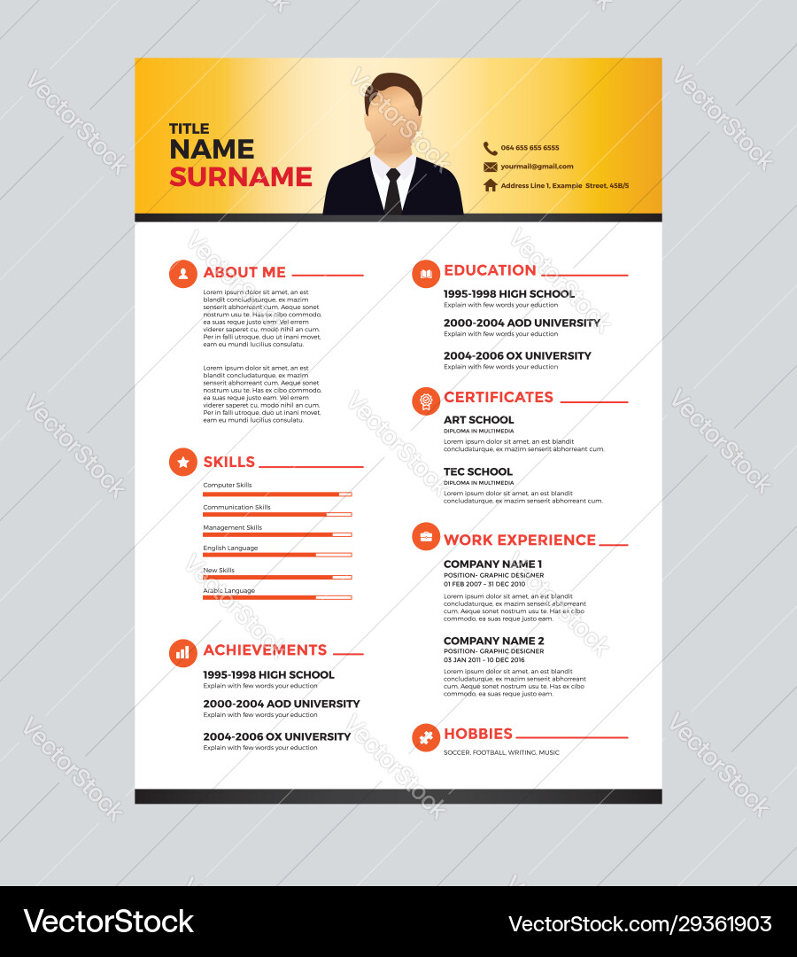 Cv template design Royalty Free Vector Image - VectorStock