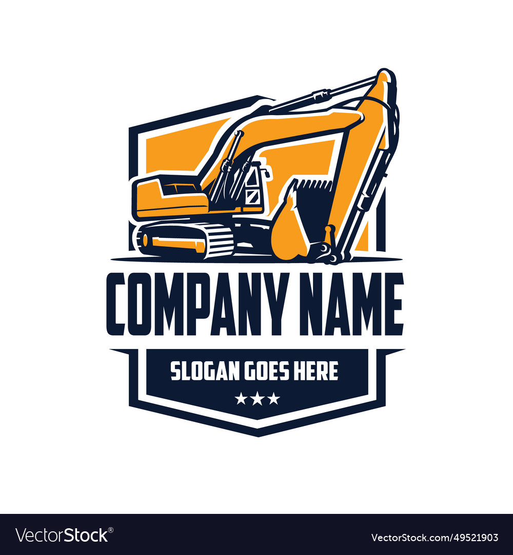 Excavator ready made badge emblem logo template Vector Image