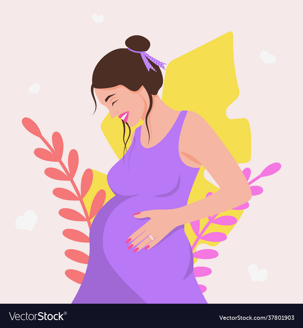 Happy pregnant woman beautiful girl Royalty Free Vector