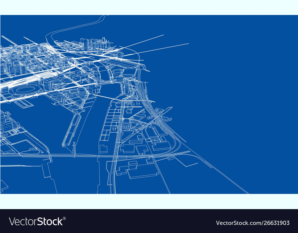 Outline city concept wire-frame style Royalty Free Vector