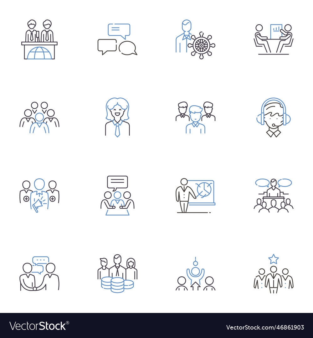 Publicity agency line icons collection Royalty Free Vector