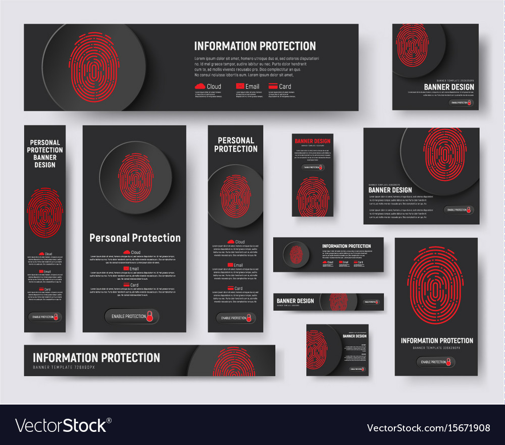 Black Banners Templates With A Fingerprint And A Vector Image