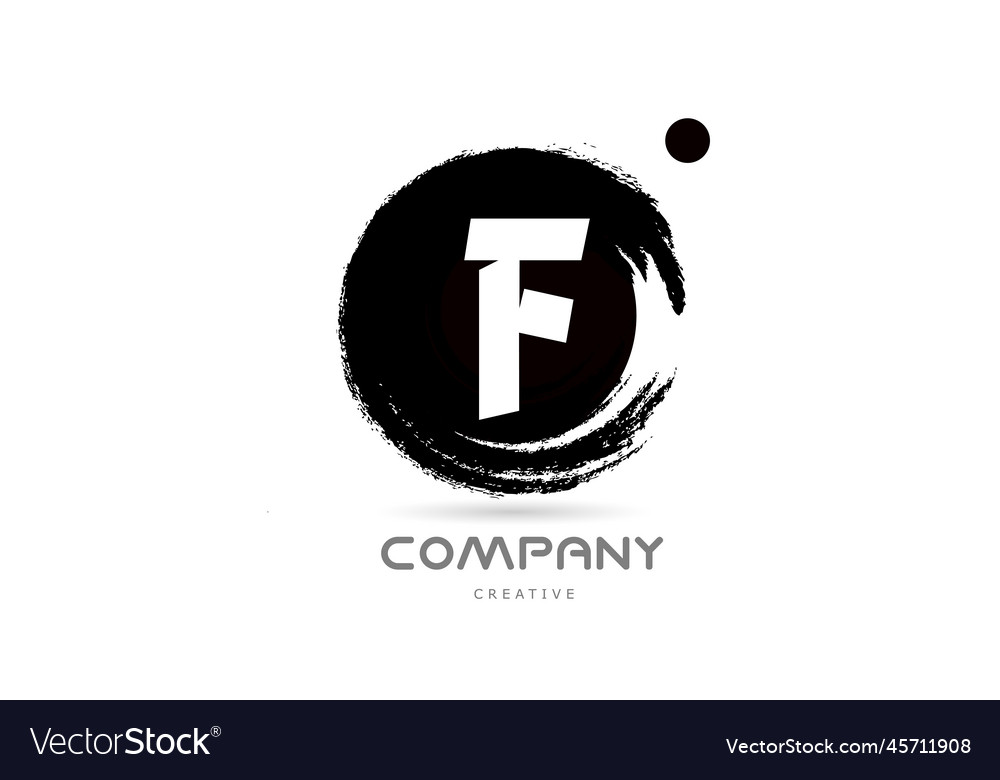 F black and white grunge alphabet letter logo Vector Image