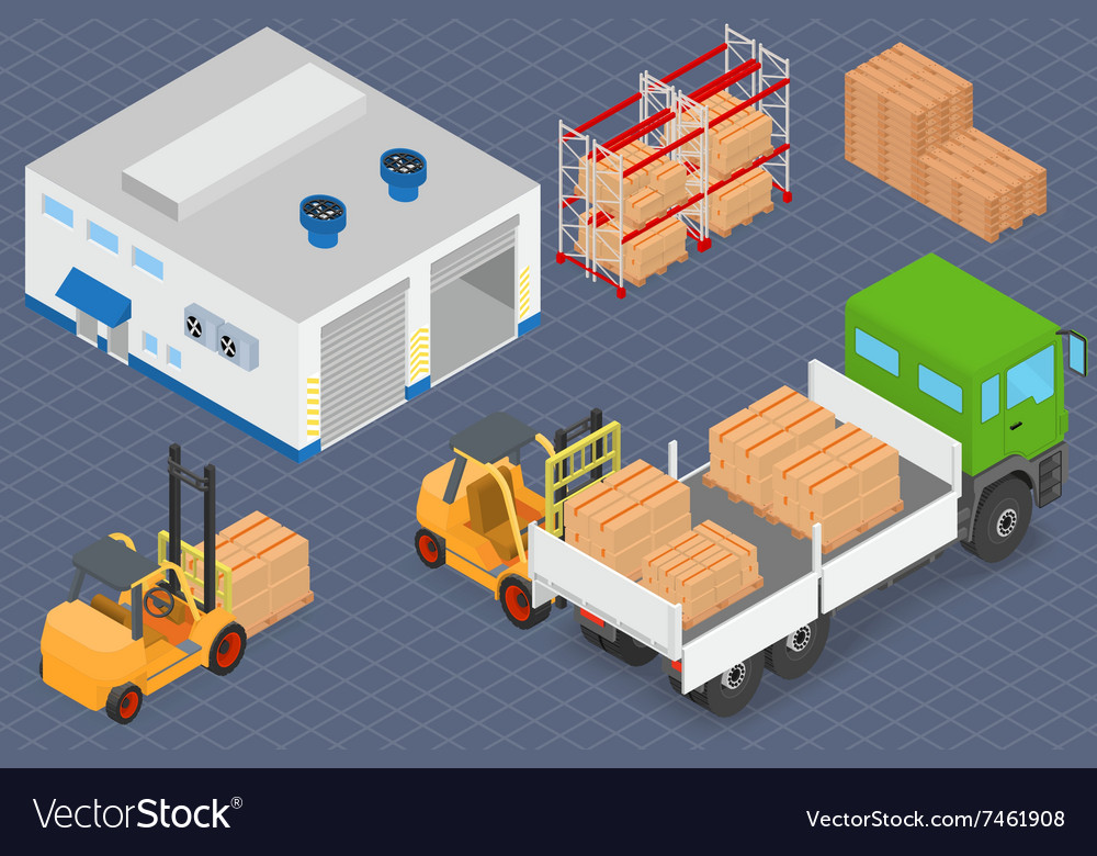 Loading or unloading a truck in warehouse Vector Image