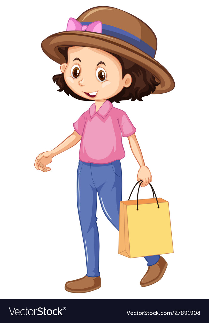 One happy girl shopping bag Royalty Free Vector Image