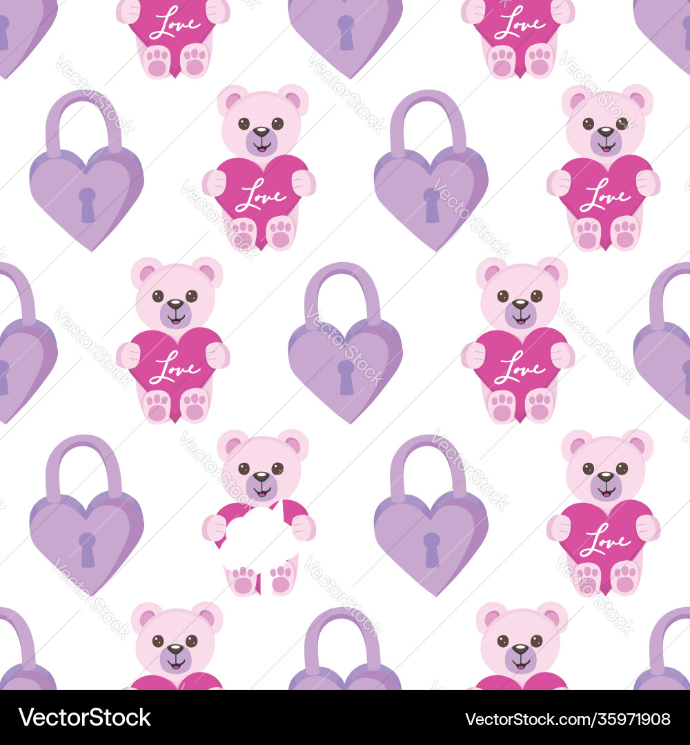 Pink valentine heart seamless pattern background Vector Image