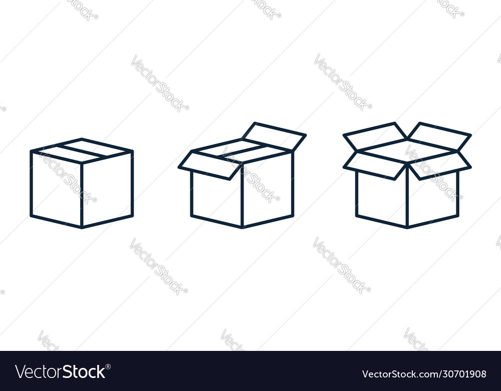 Set shipping delivery box or container icons