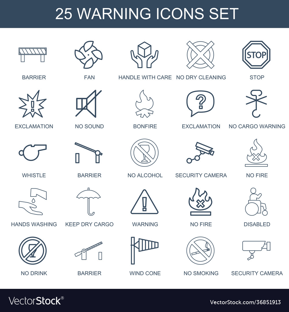 25 warning icons Royalty Free Vector Image - VectorStock