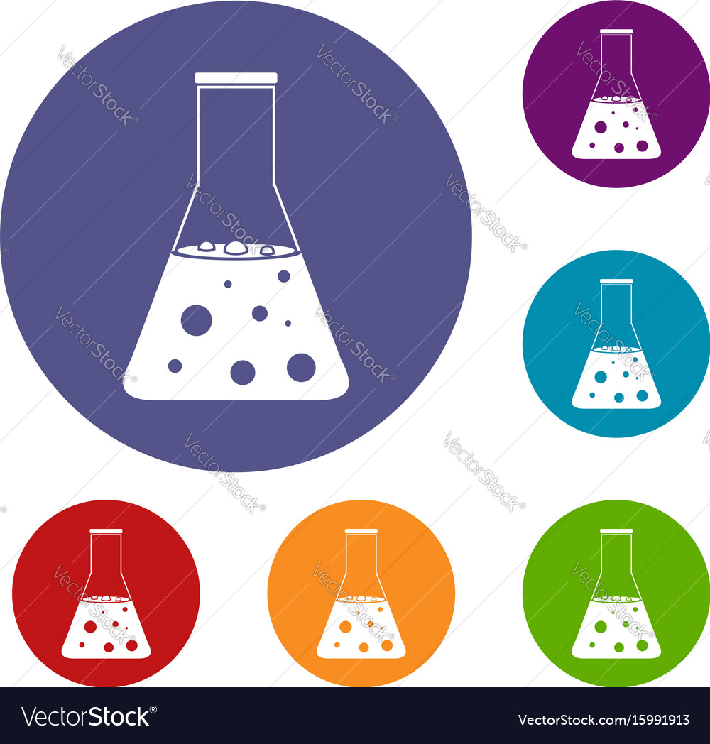 Chemical flask icons set Royalty Free Vector Image