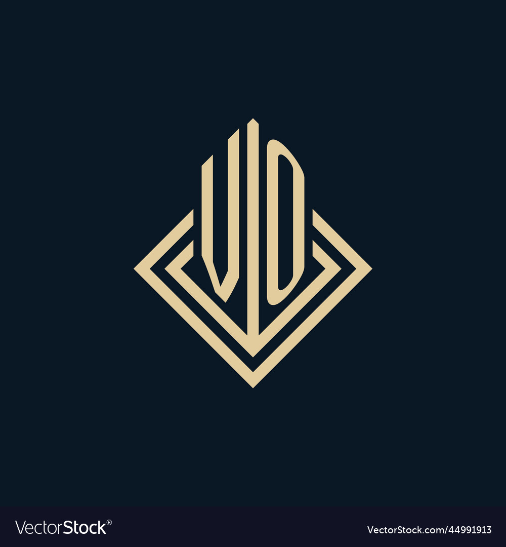 Initials vo logo rhombus lines shape style luxury Vector Image