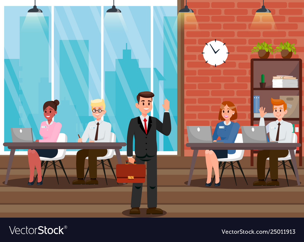 Man in suit at work cartoon Royalty Free Vector Image