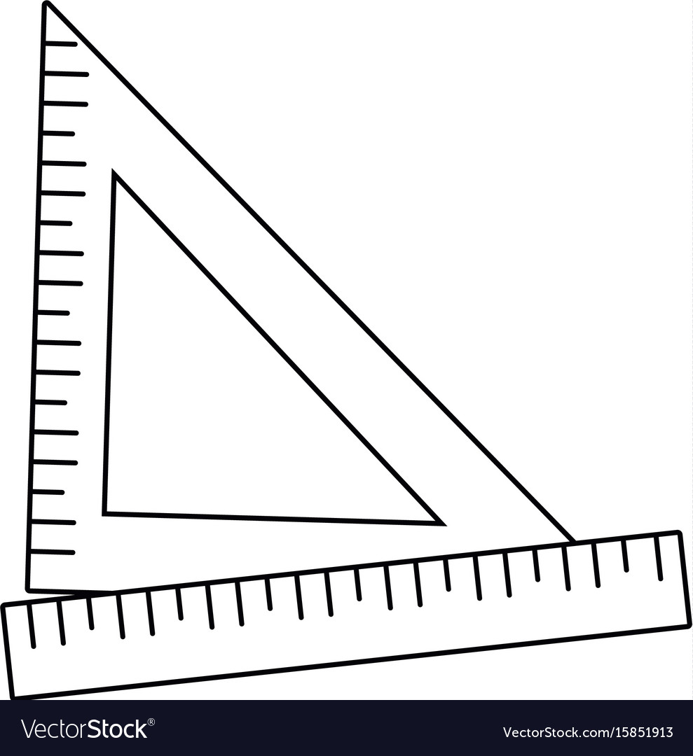 Ruler and triangle measure geometry elements Vector Image