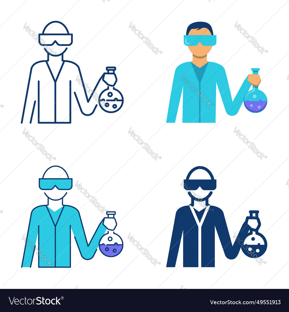 Scientist or lab assistant icon set Royalty Free Vector