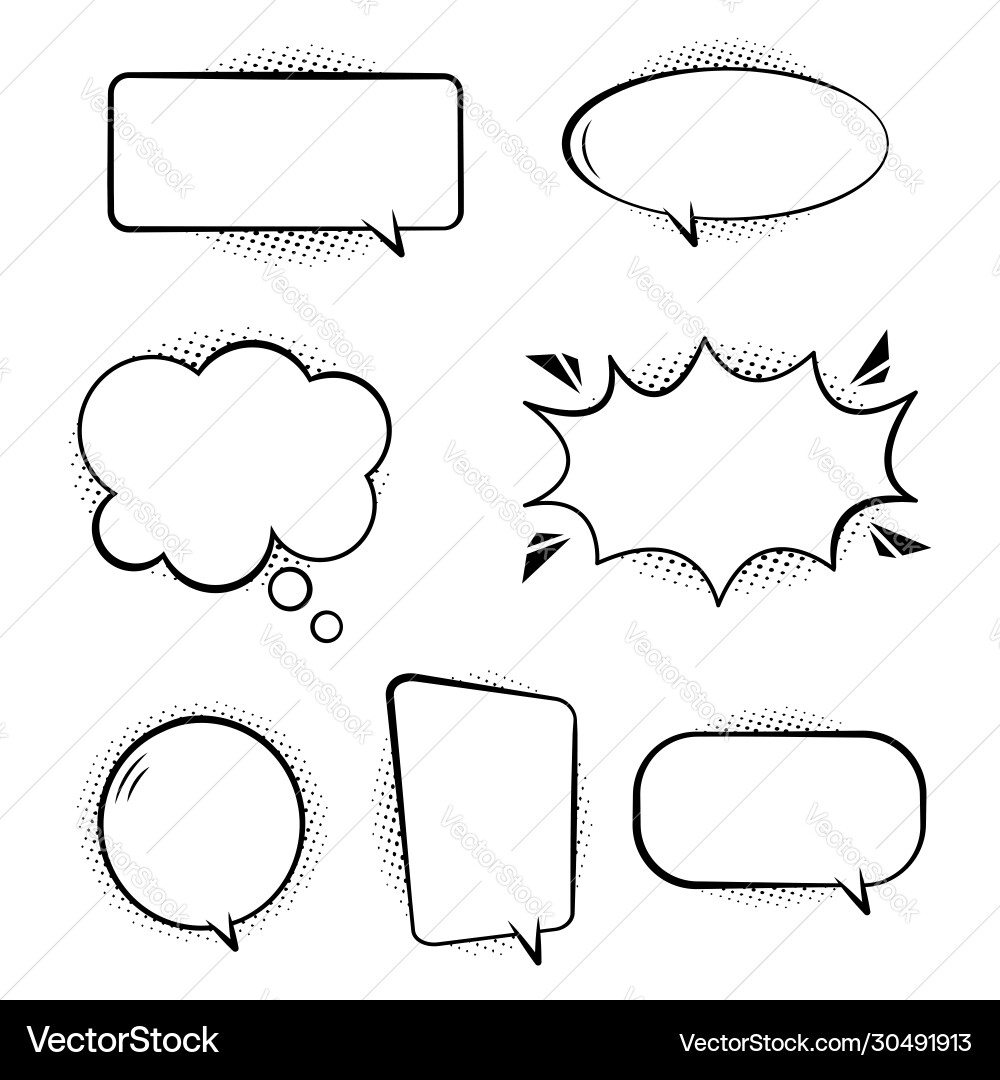Set comic speech bubbles retro empty bubbles Vector Image