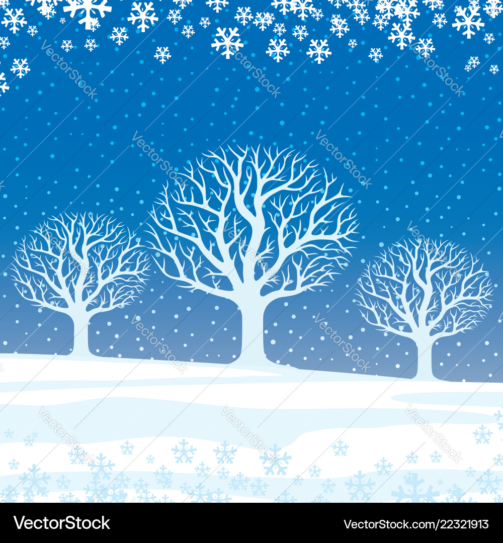 Winter landscape trees Royalty Free Vector Image