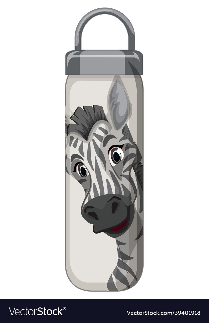 A white thermos bottle with zebra pattern Vector Image