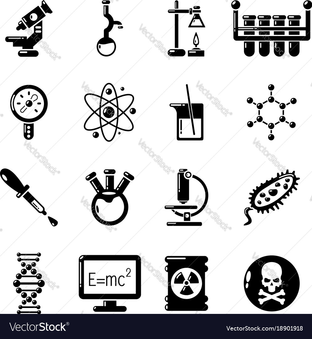 Chemistry laboratory icons set simple style Vector Image