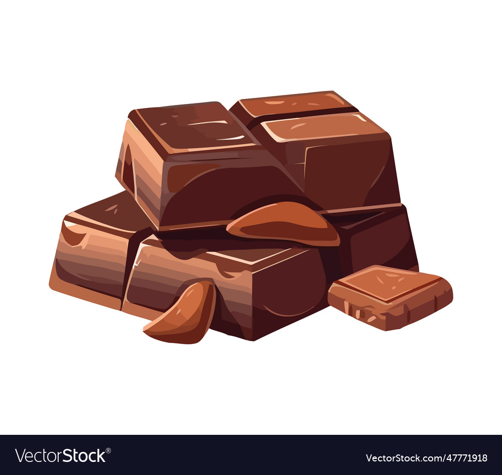 Dark chocolate stack broken and isolated Vector Image
