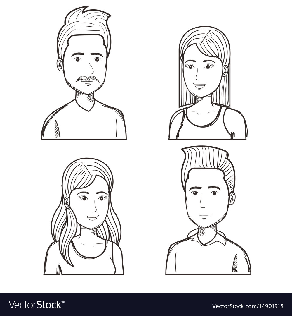 Hand drawn people set Royalty Free Vector Image