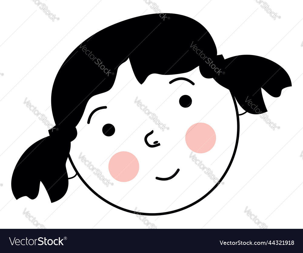 Happy Little Girl With Pigtails On A White Vector Image Happy Little Girl With Pigtails On A White Vector Image