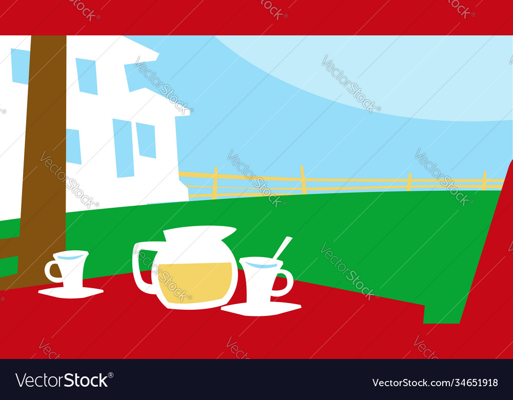 Outdoor tea quiet courtyard vector image Outdoor tea quiet courtyard