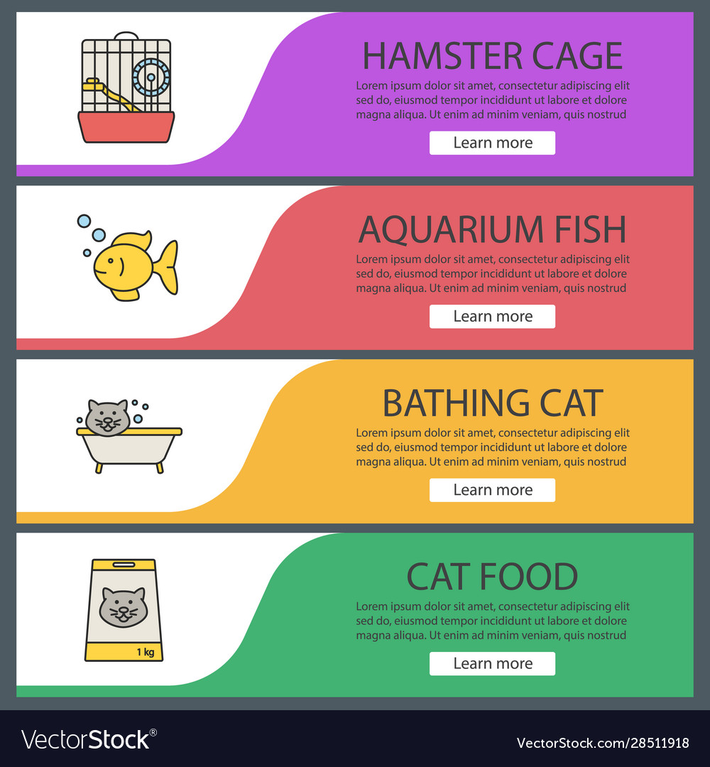 Pets Supplies Web Banner Templates Set Royalty Free Vector