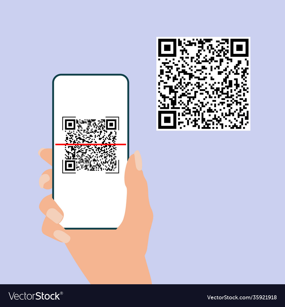 Qr code hand hold mobile phone scan qrcode Vector Image