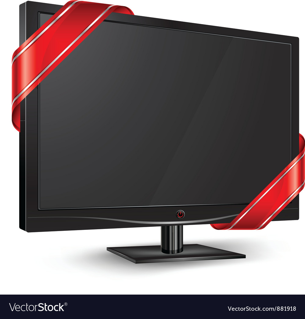 Television tv screen red ribbon royalty free vector image
