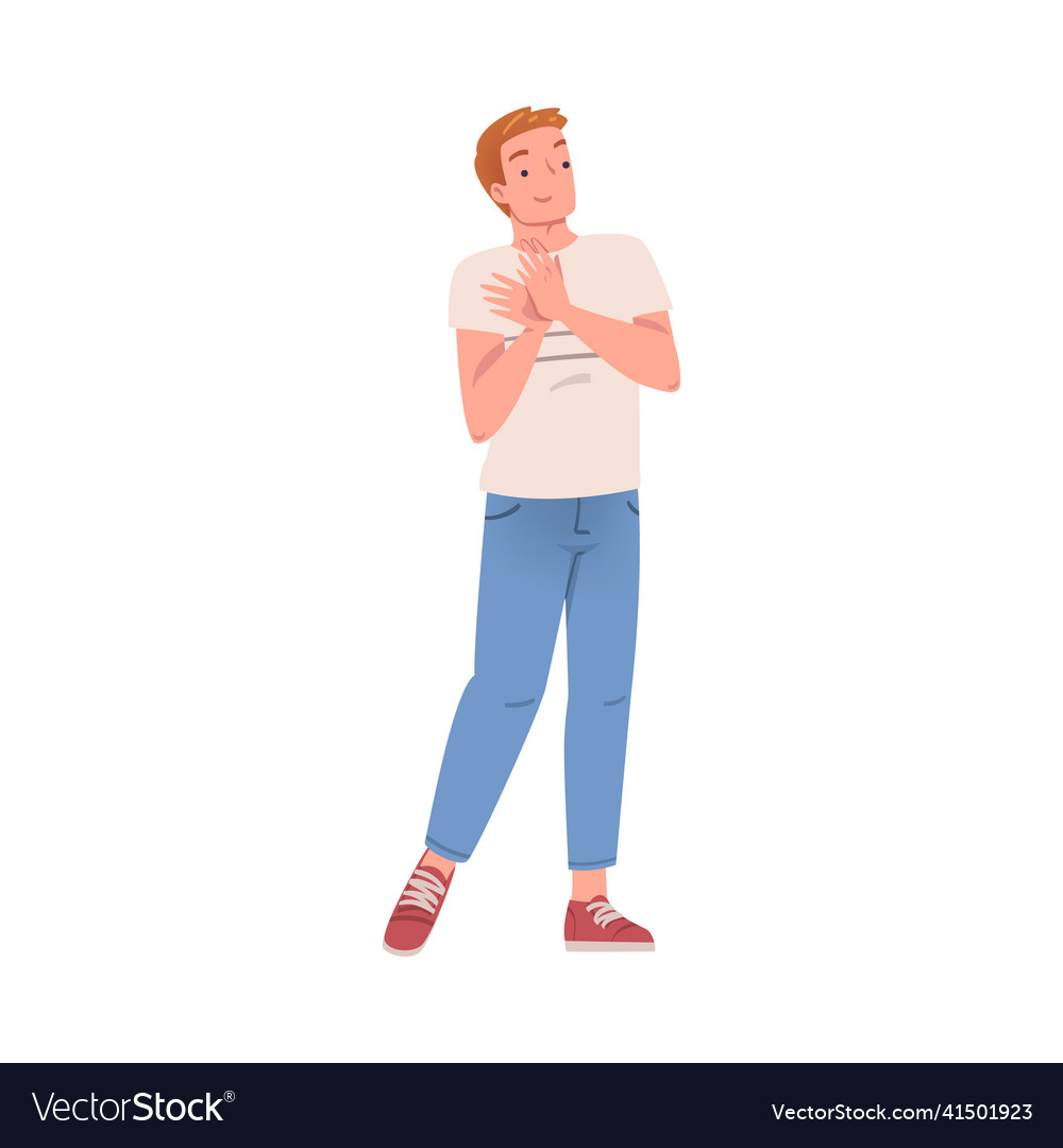 Man character standing and clapping his hands Vector Image