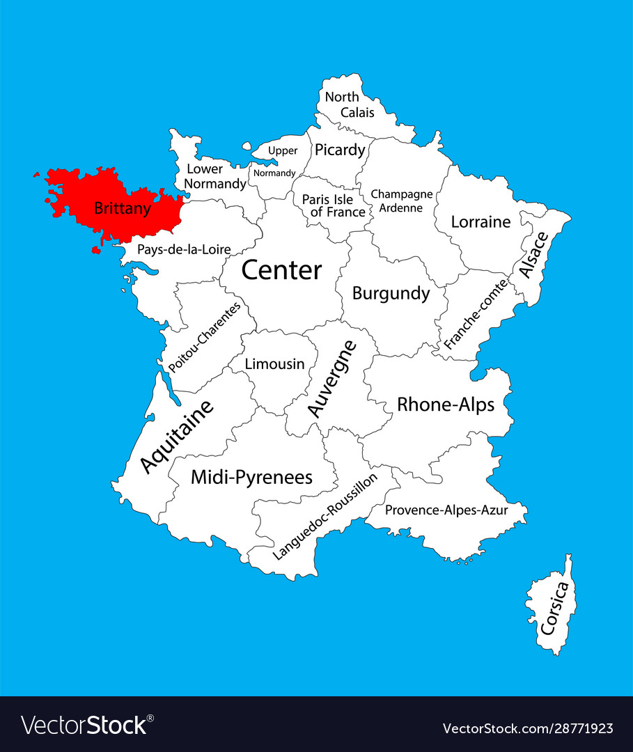 Map State Brittany Location On France Vector 28771923 