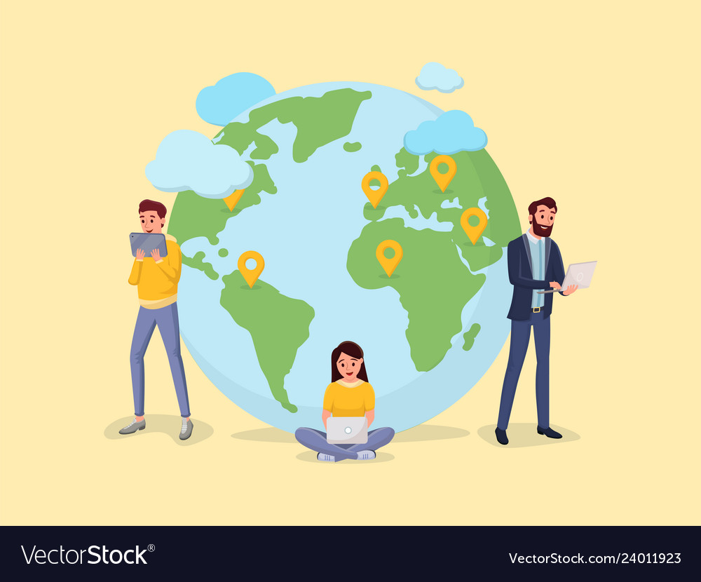 World map with people to people connection Vector Image