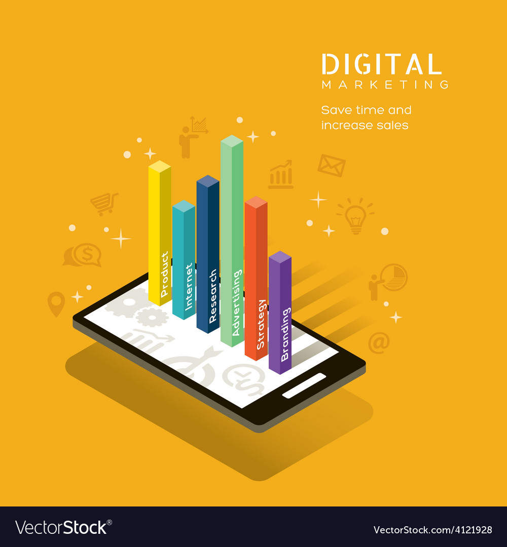 Digital marketing media graph on smartphone