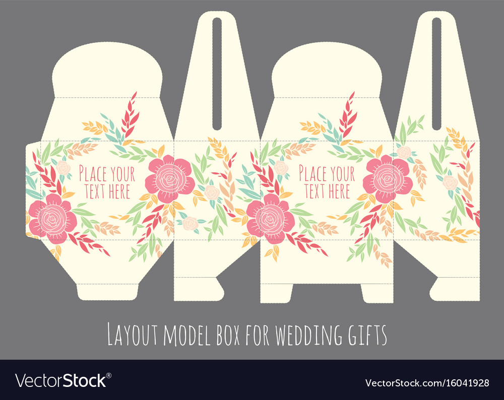 Gift Wedding Favor Box Template Royalty Free Vector Image