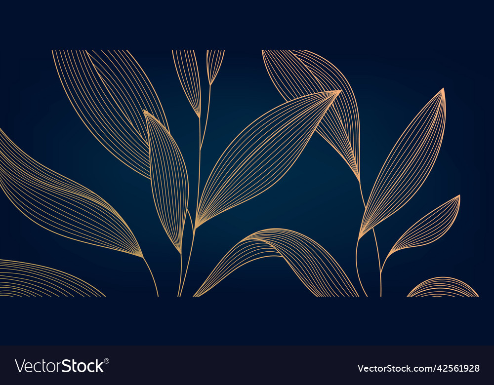 Golden leaves botanical modern art deco Royalty Free Vector