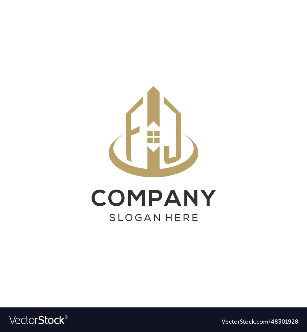 Initial fj logo with creative house icon modern Vector Image