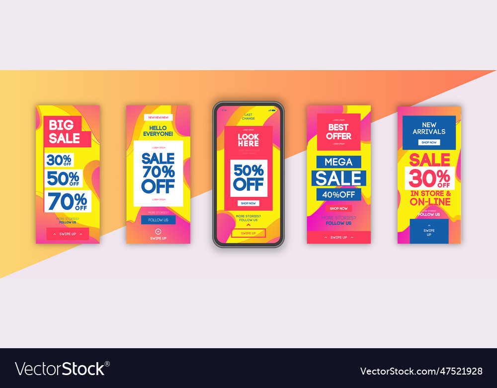 Mobile screen banner sale set Royalty Free Vector Image