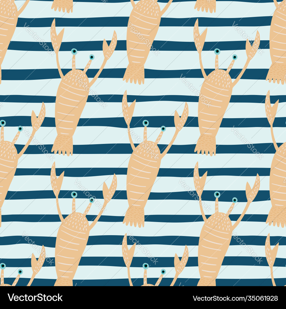 Ocean seamless food pattern with lobster light Vector Image