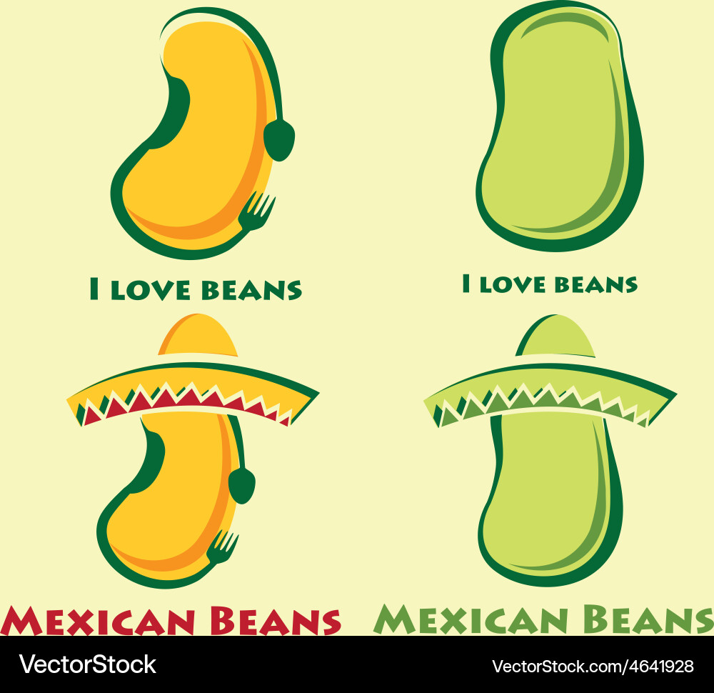Set of beans and mexican beans Royalty Free Vector Image