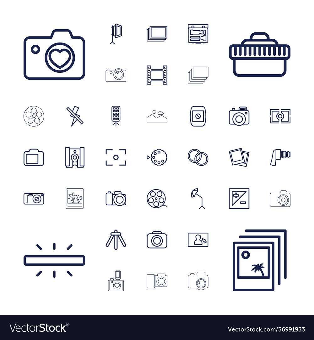 37 photography icons Royalty Free Vector Image