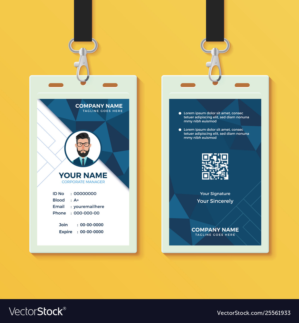 Blue Geometric Id Card Design Template Royalty Free Vector